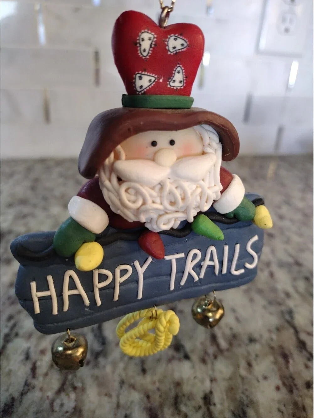 Western Cowboy Christmas Ornament Santa Claus Happy Trails Jingles Lasso 4.5Yall